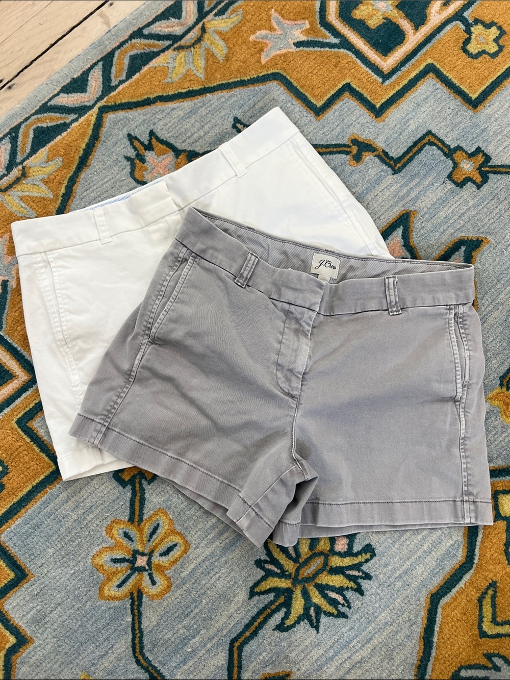 J. Crew White and Gray Women's Cotton Shorts Duo